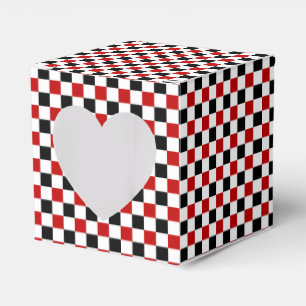Checkered Red-white-black-Square Heart Favor Box