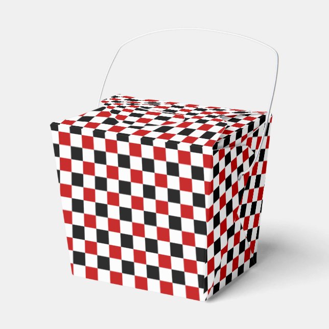 Checkered Red-white-black-Take Out Favor Box (Front Side)