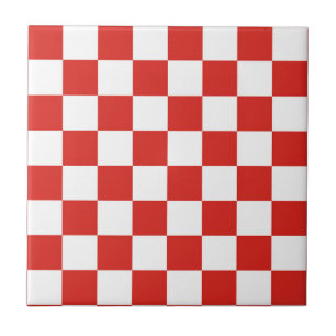 checkered red white ceramic tile