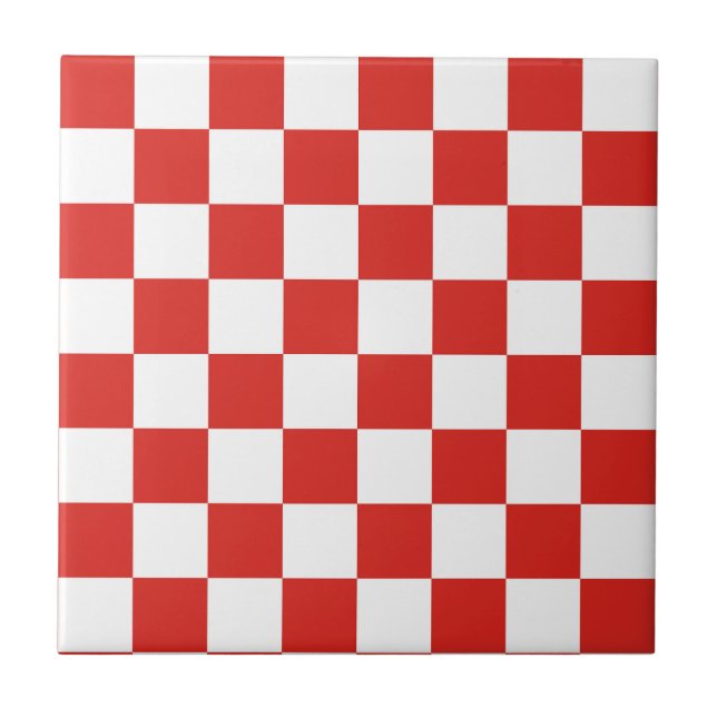 checkered red white ceramic tile (Front)