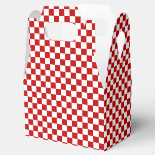 Checkered Red-white-Gable Favor Box