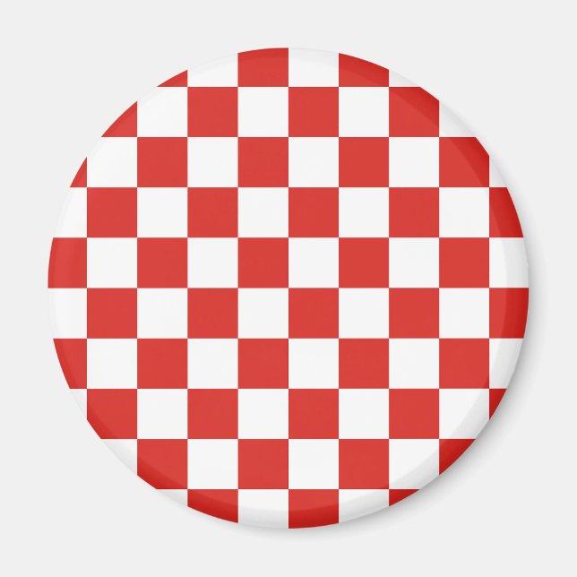 checkered red white magnet (Front)