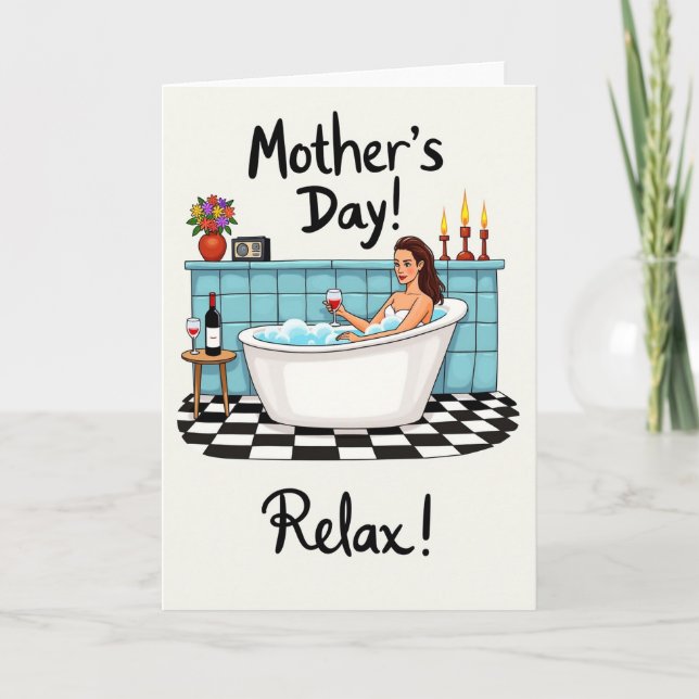 Checkered Relaxing Bath Time Card (Front)