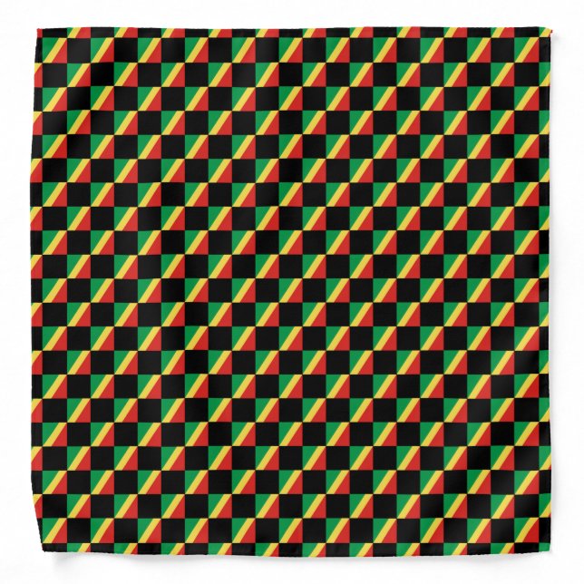 Checkered Republic of the Congo Flag Pattern  Bandana (Front)