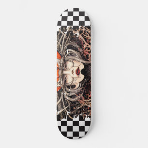 Checkered Retro Cool Girl Skateboard