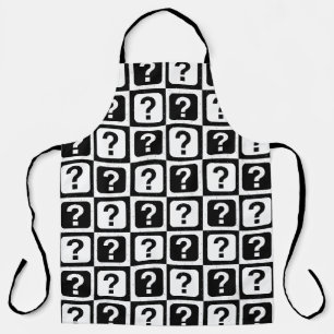 Checkered Riddle Question Mark Pattern Design Apron