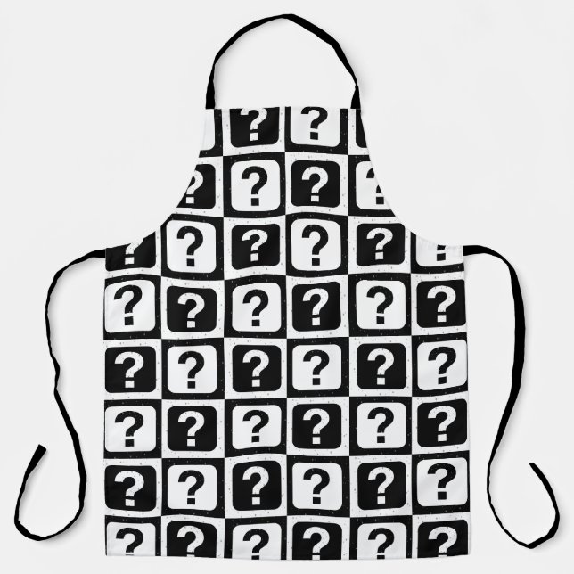 Checkered Riddle Question Mark Pattern Design  Apron (Front)