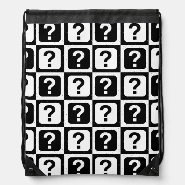 Checkered Riddle Question Mark Pattern Design  Drawstring Bag (Front)