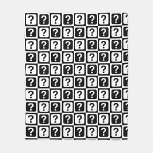 Checkered Riddle Question Mark Pattern Design Fleece Blanket