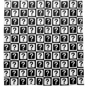 Checkered Riddle Question Mark Pattern Design Shower Curtain
