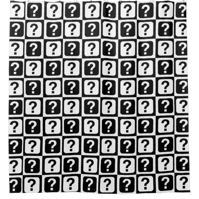 Checkered Riddle Question Mark Pattern Design  Shower Curtain (Front)
