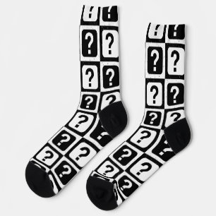 Checkered Riddle Question Mark Pattern Design  Socks