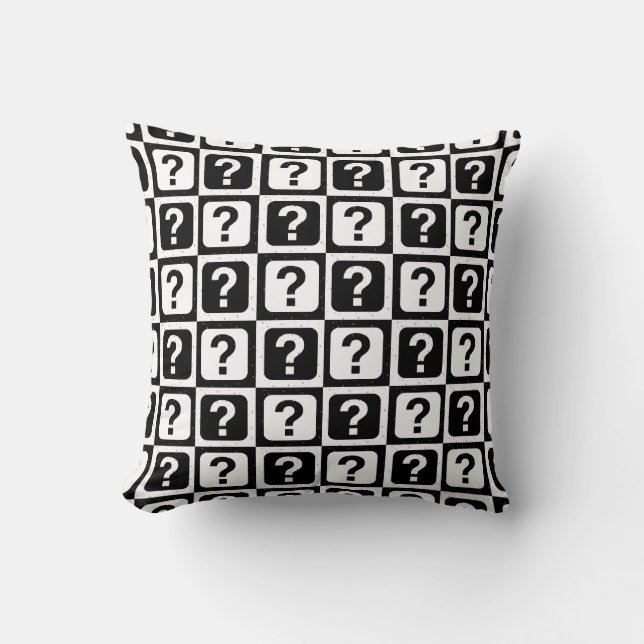 Checkered Riddle Question Mark Pattern Design  Throw Pillow (Front)