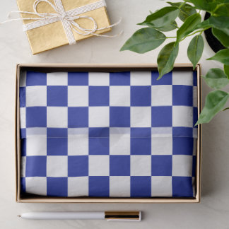 Checkered Royal Blue White Tissue Paper