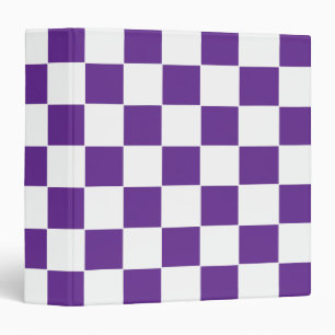 Checkered Royal Purple and White 3 Ring Binder