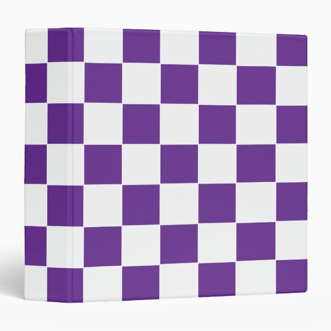 Checkered Royal Purple  and White 3 Ring Binder (Front/Spine)
