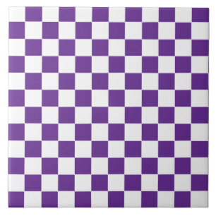 Checkered Royal Purple  and White Ceramic Tile