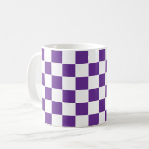 Checkered Royal Purple  and White Coffee Mug