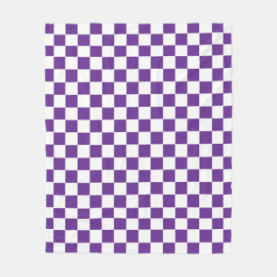 Checkered Royal Purple  and White Fleece Blanket