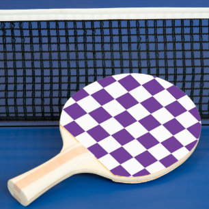 Checkered Royal Purple  and White Ping Pong Paddle