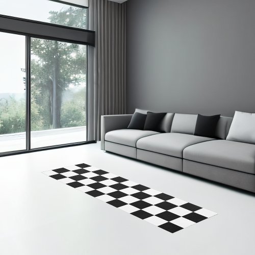 Checkered Runner Rug  Black  White _ 8x25 Feet