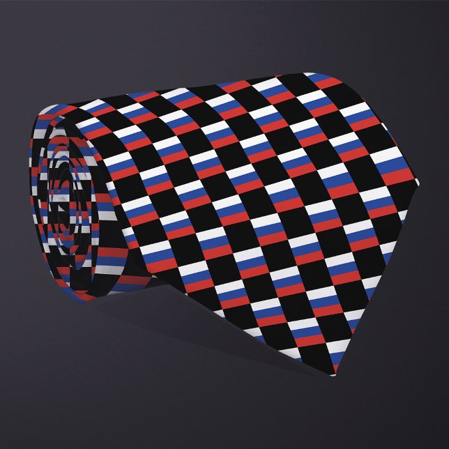 Checkered Russia Flag Pattern  Neck Tie (Creator Uploaded)