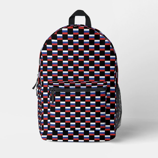 Checkered Russia Flag Pattern  Printed Backpack (Front)