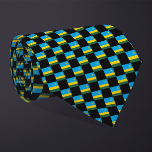 Checkered Rwanda Flag Pattern Neck Tie