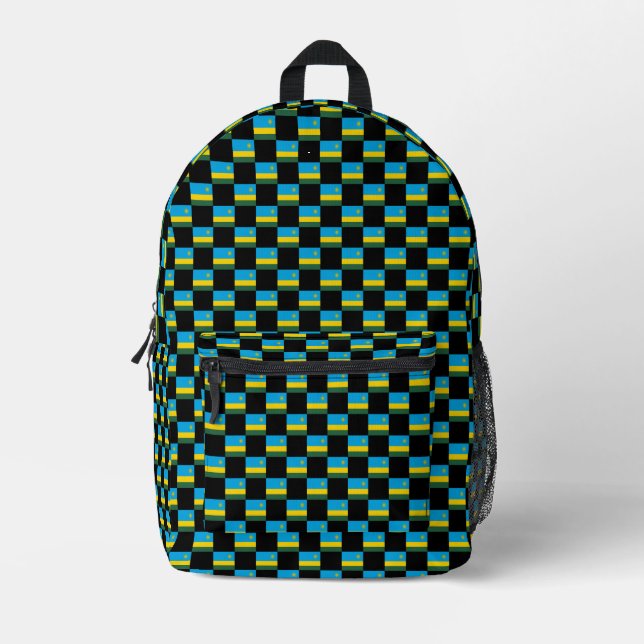 Checkered Rwanda Flag Pattern  Printed Backpack (Front)