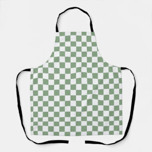 Checkered Sage Green and White Apron