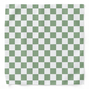 Checkered Sage Green and White Bandana