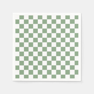Checkered Sage Green and White Napkins