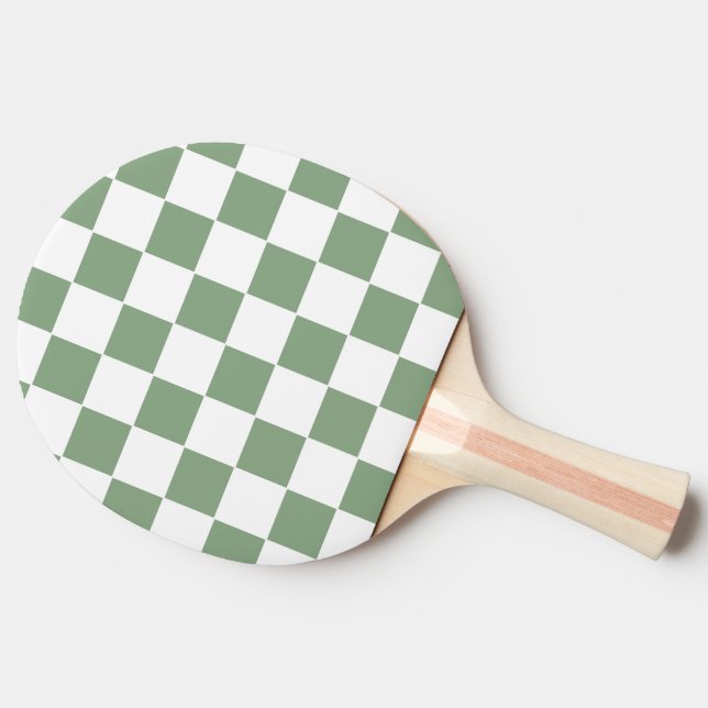 Checkered Sage Green and White Ping Pong Paddle (Side)