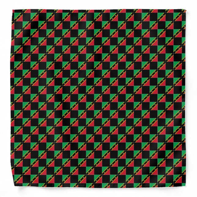 Checkered Saint Kitts and Nevis Flag Pattern  Bandana (Front)