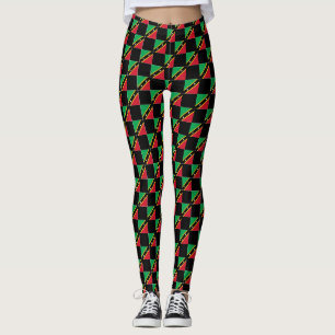Checkered Saint Kitts and Nevis Flag Pattern Leggings
