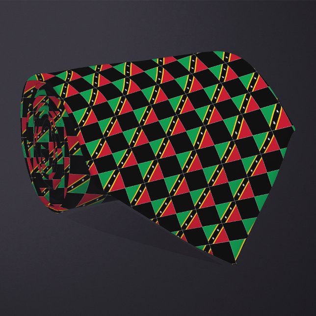 Checkered Saint Kitts and Nevis Flag Pattern  Neck Tie (Creator Uploaded)