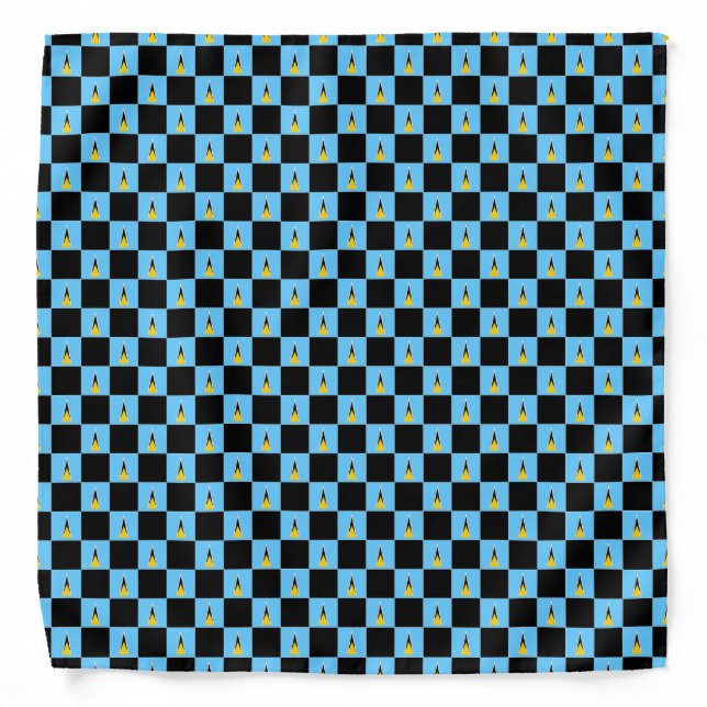 Checkered Saint Lucia Flag Pattern  Bandana (Front)