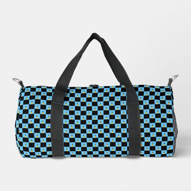 Checkered Saint Lucia Flag Pattern  Duffle Bag (Front)