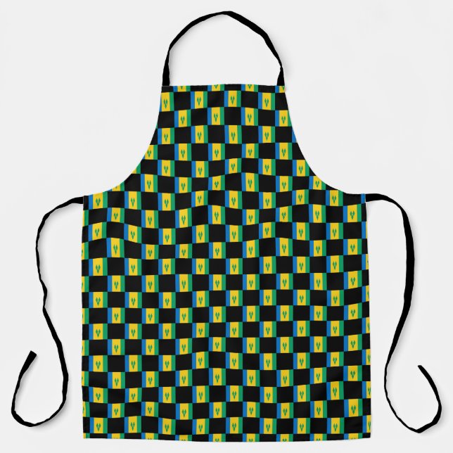Checkered Saint Vincent and the Grenadines Flag  Apron (Front)