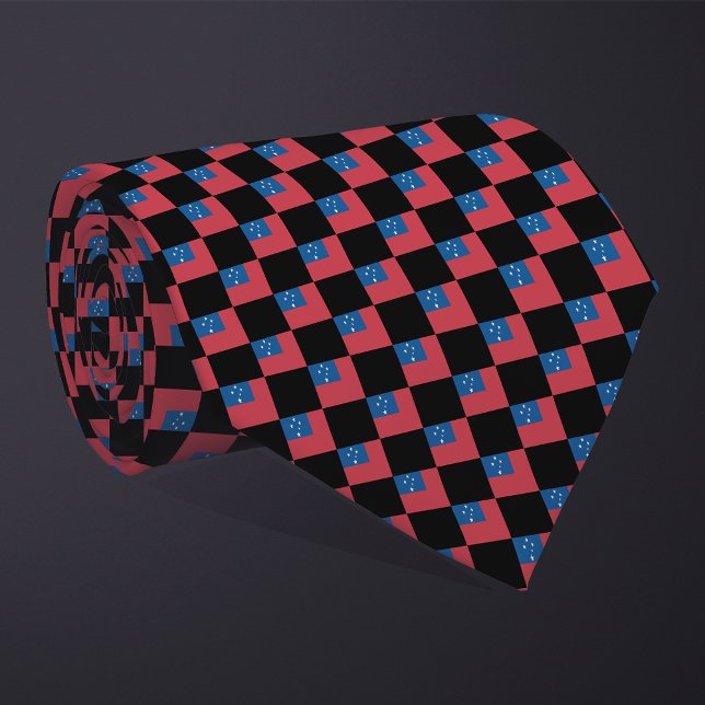 Checkered Samoa Flag Pattern  Neck Tie (Creator Uploaded)