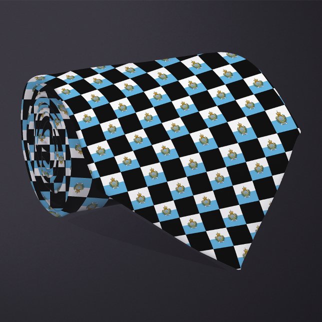 Checkered San Marino Flag Pattern  Neck Tie (Creator Uploaded)