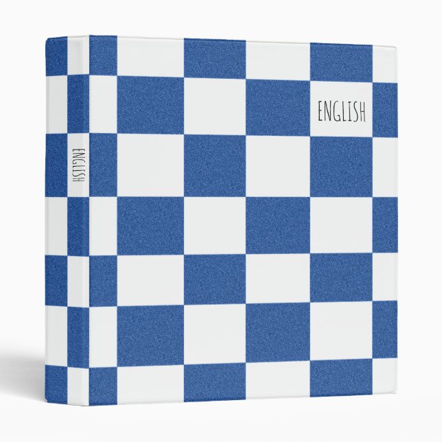 Checkered School Binder - Blue & White (Front/Spine)