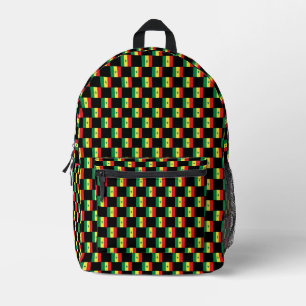 Checkered Senegal Flag Pattern Printed Backpack