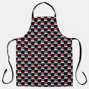 Checkered Serbia Flag Pattern Apron