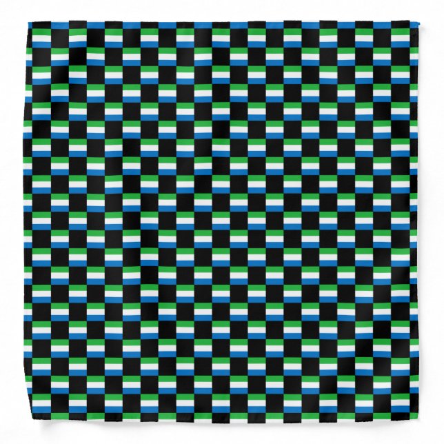 Checkered Sierra Leone Flag Pattern  Bandana (Front)