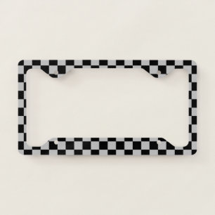 Checkered Silver and Black License Plate Frame