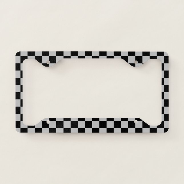 Checkered Silver and Black License Plate Frame (Front)