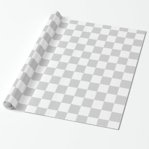 Checkered Silver and White Wrapping Paper