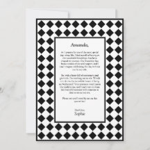 Checkered Simple Black White Be My Bridesmaid Card
