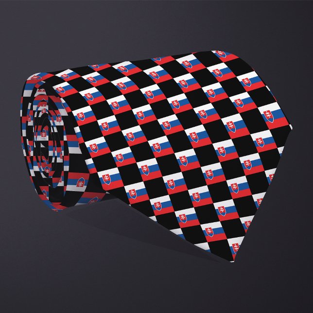 Checkered Slovakia Flag Pattern  Neck Tie (Creator Uploaded)
